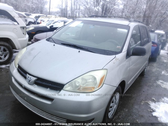 5TDZA23C95S359874 - 2005 TOYOTA SIENNA CE/LE SILVER photo 2