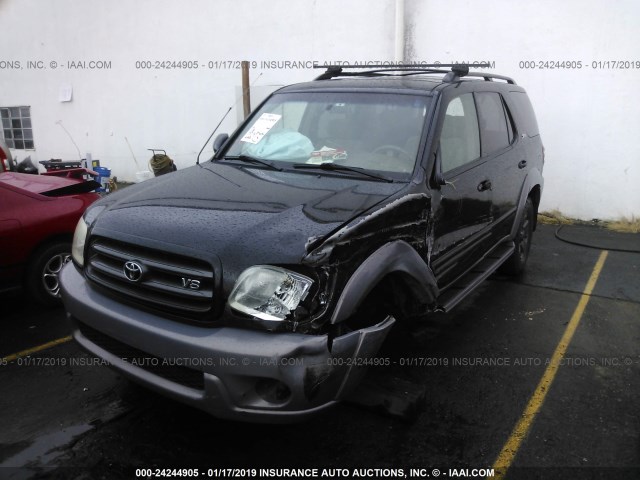 5TDBT44A92S131356 - 2002 TOYOTA SEQUOIA SR5 BLACK photo 2