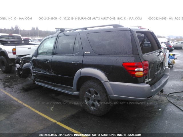 5TDBT44A92S131356 - 2002 TOYOTA SEQUOIA SR5 BLACK photo 3