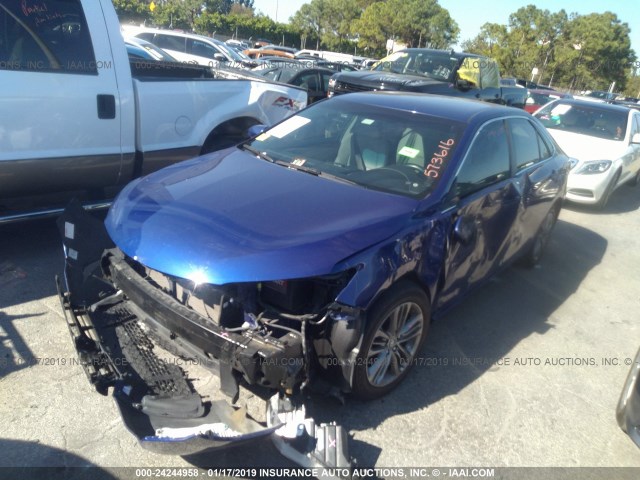 4T1BF1FK2GU573616 - 2016 TOYOTA CAMRY LE/XLE/SE/XSE BLUE photo 2