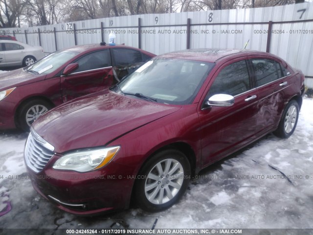 1C3CCBCG9DN737526 - 2013 CHRYSLER 200 LIMITED RED photo 2