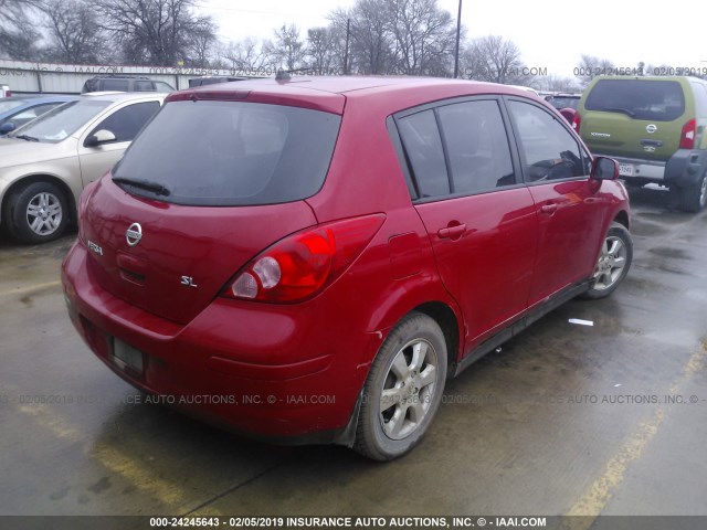 3N1BC13E29L390180 - 2009 NISSAN VERSA S/SL RED photo 4