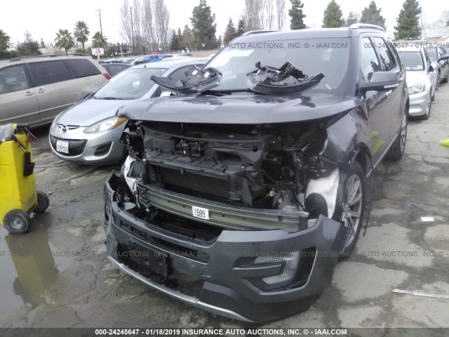 1FM5K7FH3HGA62139 - 2017 FORD EXPLORER LIMITED GRAY photo 2