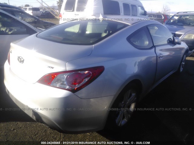 KMHHT6KDXCU068876 - 2012 HYUNDAI GENESIS COUPE 2.0T SILVER photo 4