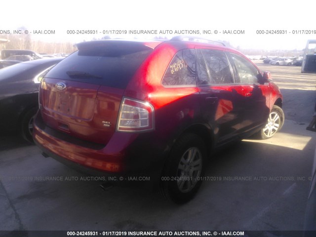 2FMDK48C78BA95762 - 2008 FORD EDGE SEL RED photo 4