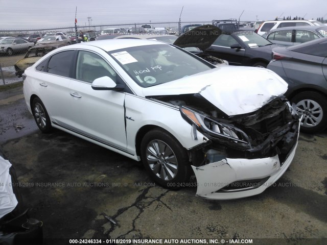 KMHE24L11GA019927 - 2016 HYUNDAI SONATA HYBRID/SE WHITE photo 1