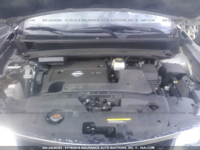 5N1AR2MM6DC636828 - 2013 NISSAN PATHFINDER S/SV/SL/PLATINUM SILVER photo 10