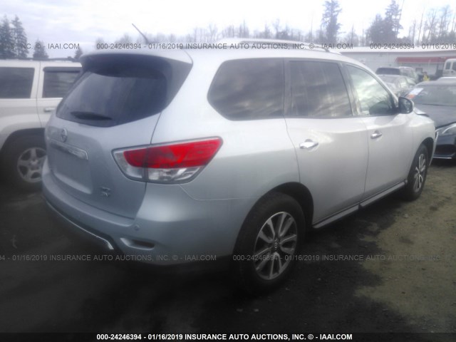 5N1AR2MM6DC636828 - 2013 NISSAN PATHFINDER S/SV/SL/PLATINUM SILVER photo 4