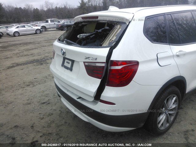 5UXWX9C56D0D04796 - 2013 BMW X3 XDRIVE28I WHITE photo 6