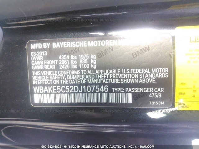 WBAKE5C52DJ107546 - 2013 BMW 328 I SULEV BLACK photo 9