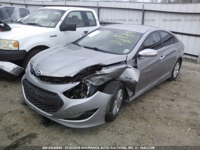 KMHEC4A47DA077661 - 2013 HYUNDAI SONATA HYBRID SILVER photo 2