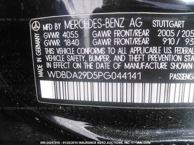 WDBDA29D5PG044141 - 1993 MERCEDES-BENZ 190 E 2.6 BLACK photo 9