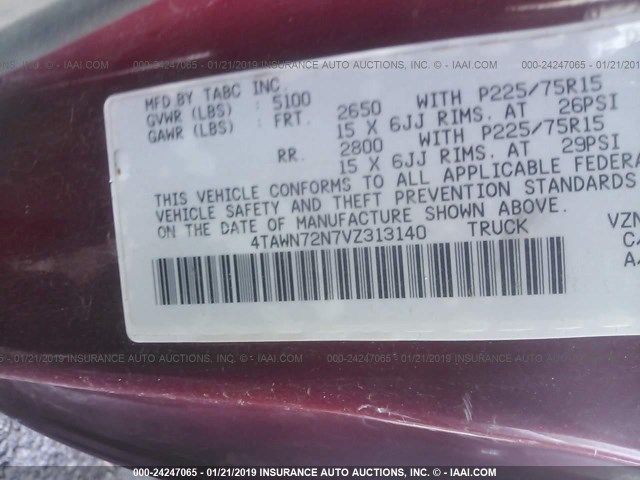 4TAWN72N7VZ313140 - 1997 TOYOTA TACOMA XTRACAB RED photo 9