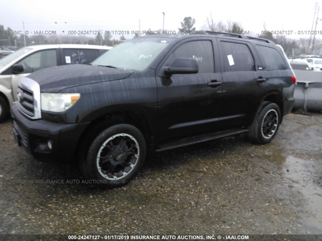 5TDZY64A08S008923 - 2008 TOYOTA SEQUOIA SR5 BLACK photo 2