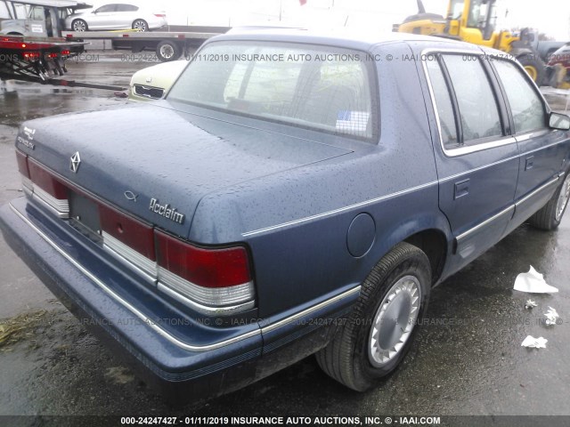 1P3XA4633LF811958 - 1990 PLYMOUTH ACCLAIM BLUE photo 4