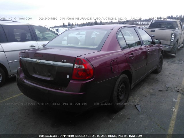 1G1ZS51F86F301650 - 2006 CHEVROLET MALIBU LS BURGUNDY photo 4
