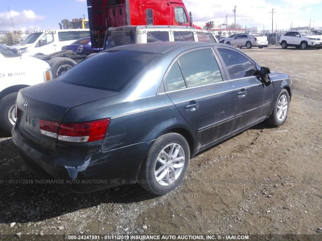 5NPEU46F46H094439 - 2006 HYUNDAI SONATA GLS/LX GREEN photo 4