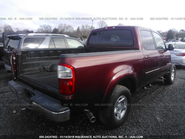 5TBET34126S540725 - 2006 TOYOTA TUNDRA DOUBLE CAB SR5 BURGUNDY photo 4