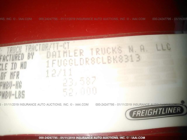 1FUGGLDR8CLBK8313 - 2012 FREIGHTLINER CASCADIA 125  Unknown photo 9