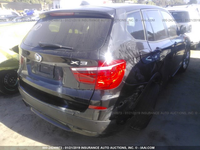 5UXWX7C57BL731790 - 2011 BMW X3 XDRIVE35I BLACK photo 4