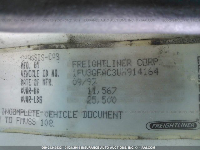 1FV3GFAC3WH914164 - 1998 FREIGHTLINER MEDIUM CONVENTION FL60 Unknown photo 9