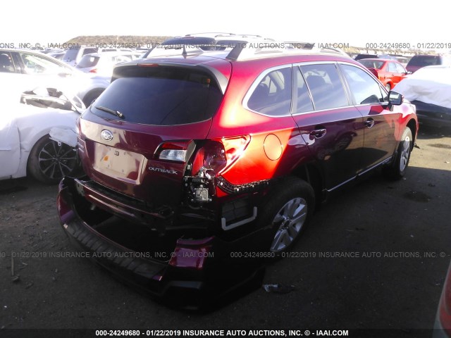 4S4BSAFC6K3223487 - 2019 SUBARU OUTBACK 2.5I PREMIUM RED photo 4