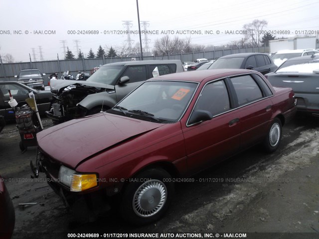 1MEPM36X5NK651689 - 1992 MERCURY TOPAZ GS RED photo 2