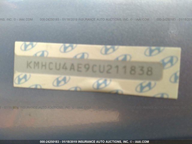 KMHCU4AE9CU211838 - 2012 HYUNDAI ACCENT GLS/GS/SE BLUE photo 9
