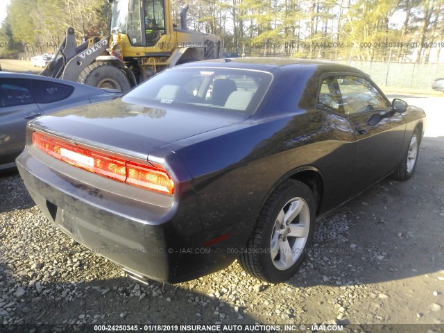 2C3CDYAG3CH293117 - 2012 DODGE CHALLENGER SXT BLUE photo 4