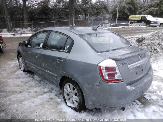 3N1AB6AP1CL629810 - 2012 NISSAN SENTRA 2.0/2.0S/SR/2.0SL GRAY photo 3