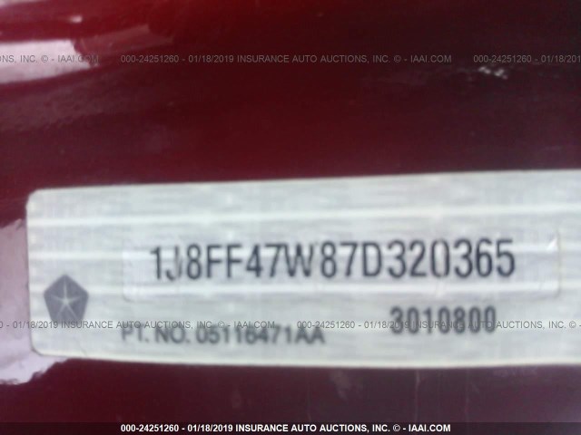 1J8FF47W87D320365 - 2007 JEEP COMPASS RED photo 9