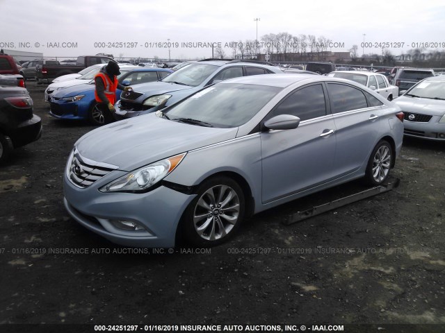 5NPEC4AC1BH205264 - 2011 HYUNDAI SONATA SE/LIMITED Light Blue photo 2