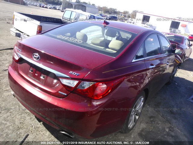 5NPEC4AB4DH546314 - 2013 HYUNDAI SONATA SE/LIMITED RED photo 4