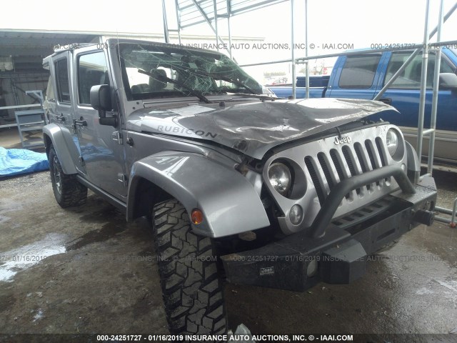 1C4BJWFGXEL135148 - 2014 JEEP WRANGLER UNLIMITE RUBICON SILVER photo 1