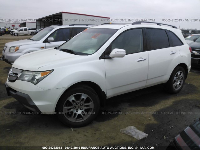 2HNYD28338H516484 - 2008 ACURA MDX TECHNOLOGY WHITE photo 2