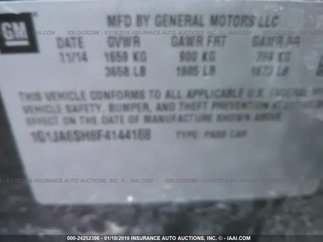 1G1JA6SH8F4144168 - 2015 CHEVROLET SONIC LS 蓝色 照片 9