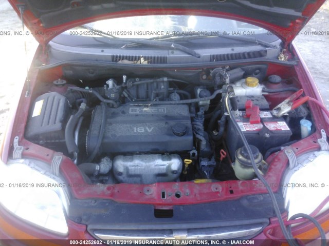 KL1TD52665B386166 - 2005 CHEVROLET AVEO LS RED photo 10