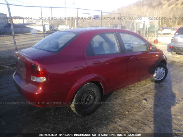 KL1TD52665B386166 - 2005 CHEVROLET AVEO LS RED photo 4