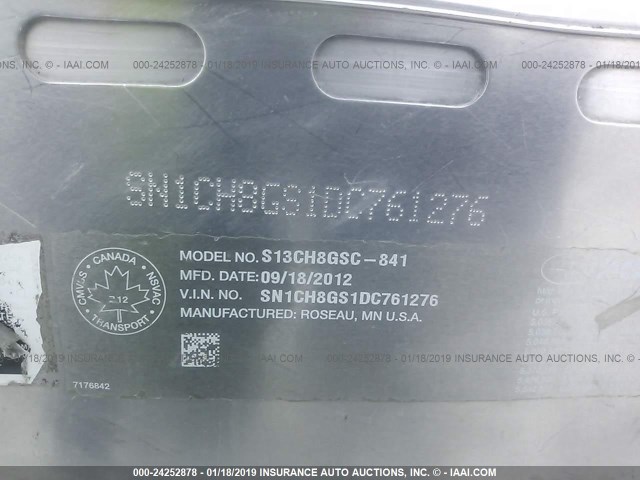 SN1CH8GS1DC761276 - 2013 POLARIS INDY 800 RMK  WHITE photo 9