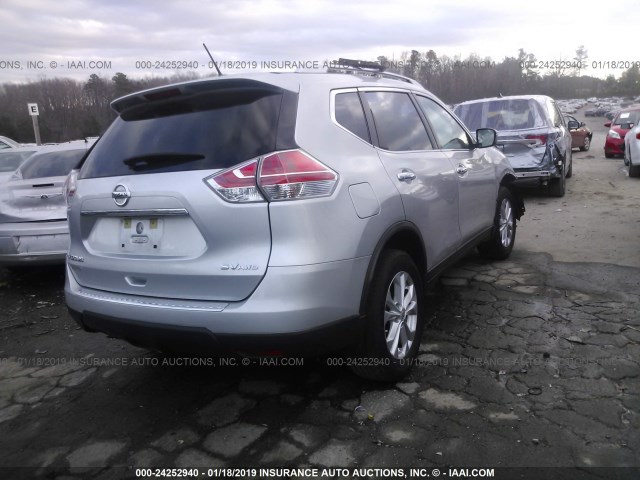 KNMAT2MV6FP570310 - 2015 NISSAN ROGUE S/SL/SV SILVER photo 4