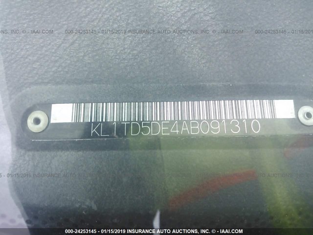 KL1TD5DE4AB091310 - 2010 CHEVROLET AVEO LS/LT Սպիտակ լուսանկար 9