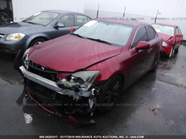 JTHCK262172018953 - 2007 LEXUS IS 250 RED photo 2