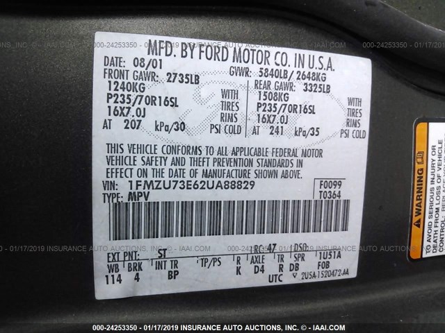 1FMZU73E62UA88829 - 2002 FORD EXPLORER XLT GREEN photo 9