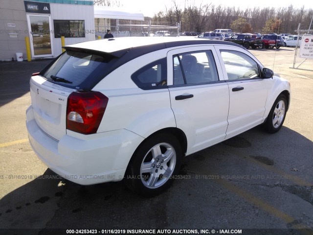 1B3HB48B68D653416 - 2008 DODGE CALIBER SXT WHITE photo 4