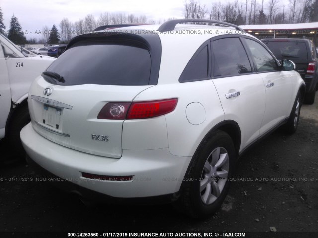 JNRAS08W65X220698 - 2005 INFINITI FX35 WHITE photo 4