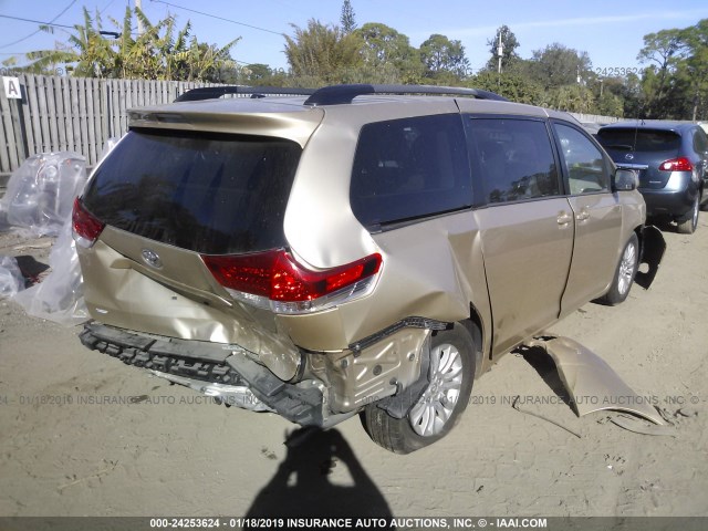 5TDYK3DC1DS331076 - 2013 TOYOTA SIENNA XLE/LIMITED TAN photo 4