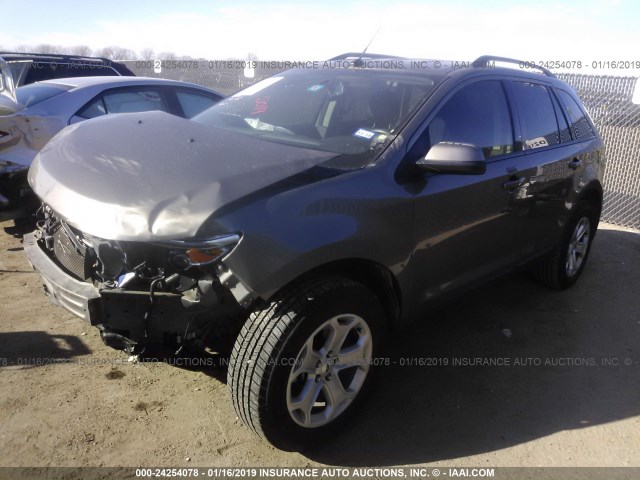 2FMDK3JC5EBB24143 - 2014 FORD EDGE SEL GRAY photo 2