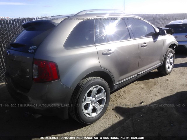 2FMDK3JC5EBB24143 - 2014 FORD EDGE SEL GRAY photo 4