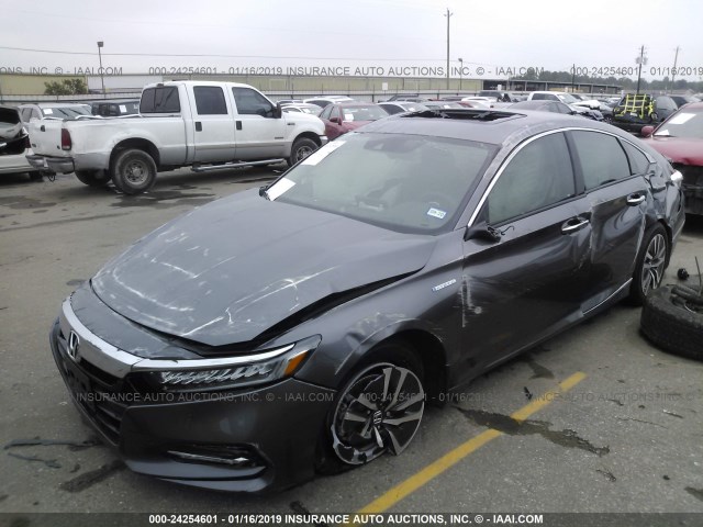 1HGCV3F92JA010080 - 2018 HONDA ACCORD HYBRID/TOURING GRAY photo 2