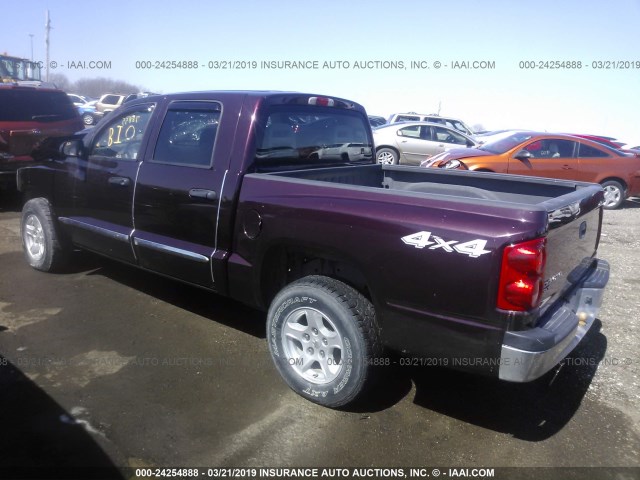 1D7HW48KX5S201243 - 2005 DODGE DAKOTA QUAD SLT MAROON photo 3